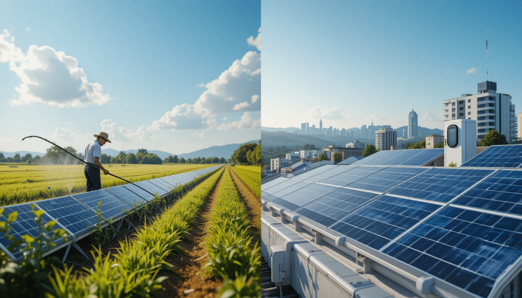 Featured image showing solar business opportunities in rural and urban areas for 2025