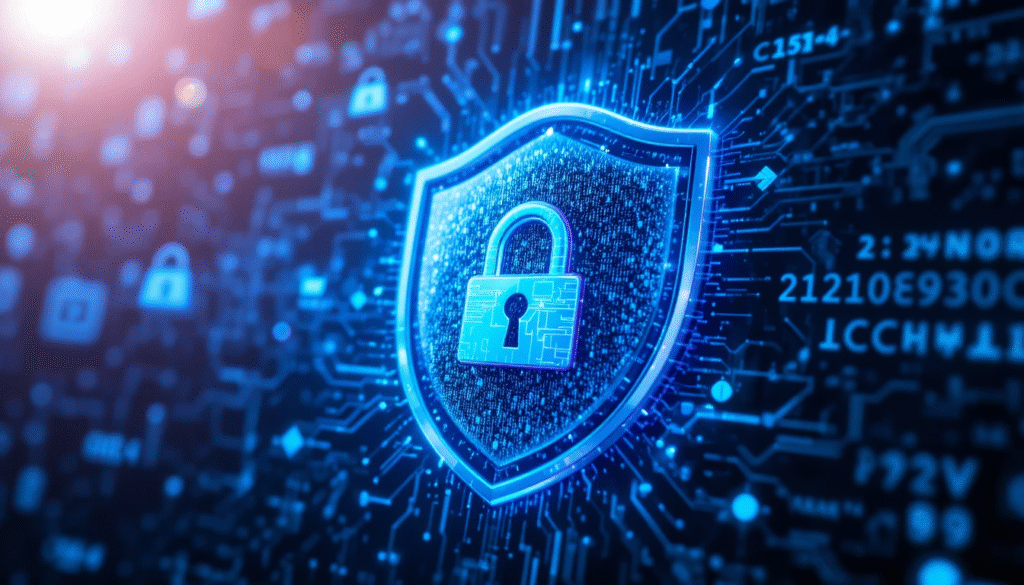 Shield and lock icon symbolizing data privacy and security for Knock4u