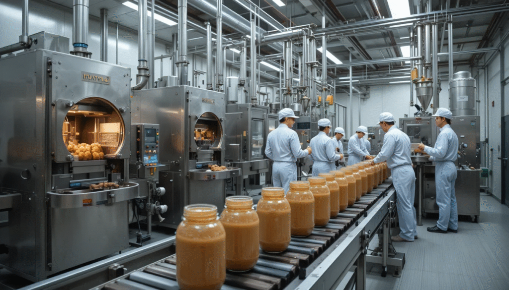 Modern peanut butter manufacturing unit with complete production line
