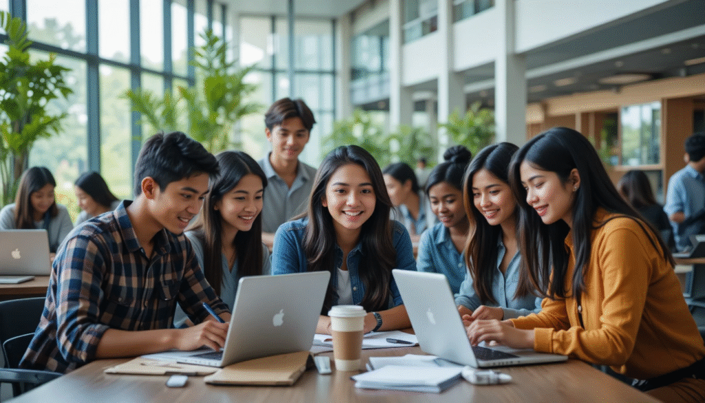 verse group of Indian college students working on various business ideas and startup projects